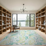 Teal Mint Abstract Organic Area Rug