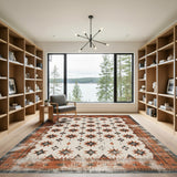 Distressed Orange Star Area Rug