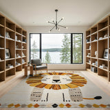 Cute Sleepy Lion Kids Area Rug