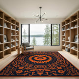 Radiant Orange Mandala Persian Area Rug