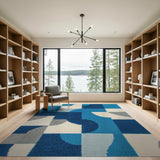 Abstract Blue Geometric Area Rug