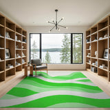Green Wave Geometric Area Rug