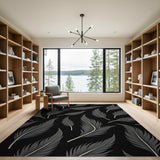 Midnight Gray Feathers Area Rug