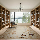 Beige Butterfly Vine Area Rug