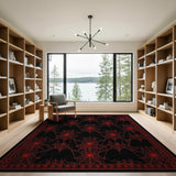 Red Gothic Red Spider Web Area Rug