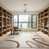 Beige and Neutral Abstract Beige Swirl Area Rug