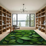 Green Lush Green Leaves Abstract Area Rug