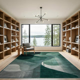 Emerald Green Abstract Geometric Modern Rug