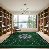 Green Starburst Celestial Area Rug