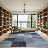 Geometric Modern Blue Grey Geometric Abstract Area Rug