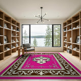Ornate Venetian Mask Pink Area Rug