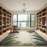 Palm Frond Border Coastal Area Rug