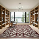 Ornate Ivory Burgundy Floral Lattice Rug