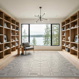 Beige and Neutral Lattice Geometric Area Rug