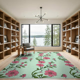 Floral Vintage Pink Daisy Floral Vintage Area Rug