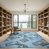 Airplane Rainbow Ticket Kids Area Rug