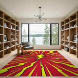 ODIKA Comic Pop Art Lightning Bolt Red & Yellow Washable Low Pile Area Rug