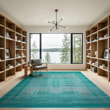 Teal Nested Frames Geometric Area Rug