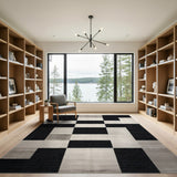 Black and White Geometric Modern Black White Geometric Area Rug