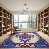 Red Blue Medallion Persian Area Rug