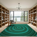 Teal Green Swirl Geometric Area Rug