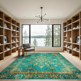 ODIKA Teal Distressed Vintage Area Rug