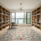 Pink Vintage Pink Floral Area Rug
