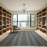 Black White Vertical Stripe Woven Rug