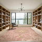Pink Vintage Celestial Sun Moon Area Rug
