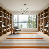 Orange Striped Geometric Area Rug