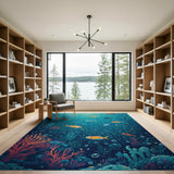 Vibrant Underwater Fish Coral Reef Area Rug