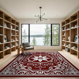Intricate Red Persian Floral Area Rug