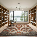 Southwestern Geometric Area Rug in Rust and Tan