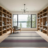 Beige Striped Woven Area Rug with Mauve Grey