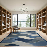 Cascading Blue Waves Area Rug