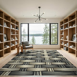 Grey Basketweave Woven Area Rug