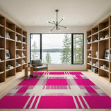 Bold Pink Stripe Geometric Area Rug