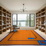 Orange Blueprint Floor Plan Area Rug