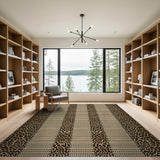 Leopard Print Textured Stripe Area Rug