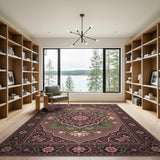 Exquisite Pink Lotus Mandala Persian Area Rug