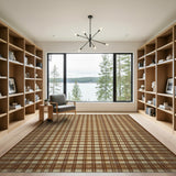 Rustic Brown Tan Plaid Rustic Farmhouse Area Rug