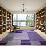 Purple Purple Gray Geometric Striped Area Rug