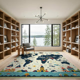 Whimsical World Map Adventure Kids Rug