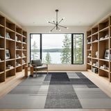 Monochrome Geometric Block Area Rug