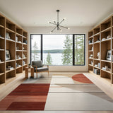 Abstract Geometric Beige Rust Area Rug