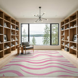 Sweeping Pink Waves Abstract Area Rug