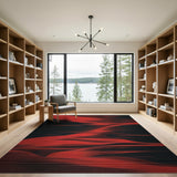 Red Wave Geometric Abstract Area Rug