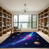 Neon Cosmic Nebula Area Rug