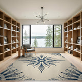 Navy Feathered Mandala Area Rug