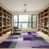 Geometric Modern Purple Purple Grey Geometric Abstract Area Rug